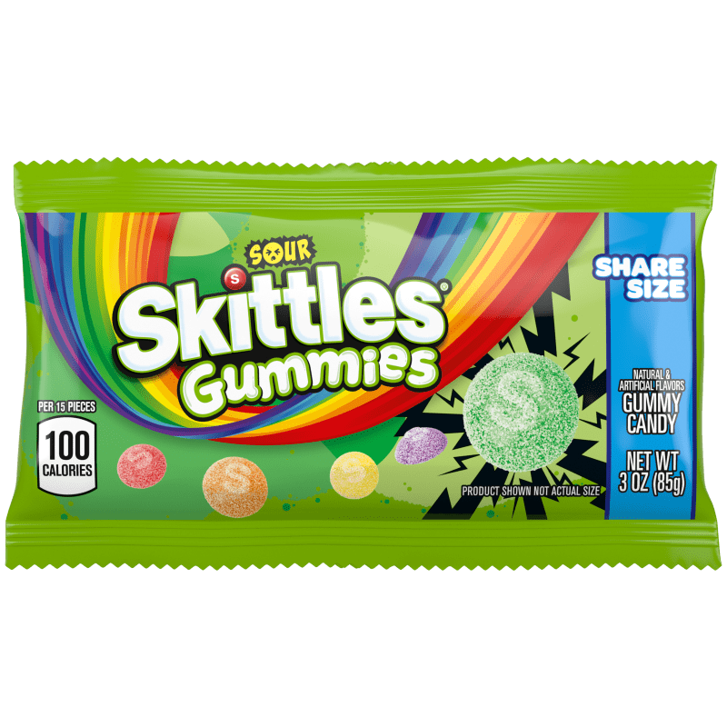 SKITTLES Sour Gummies Candy Share Size, 3oz