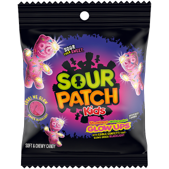 SOUR PATCH KIDS Glow Ups Strawberry-Watermelon Soft & Chewy Candy, 3.08 oz