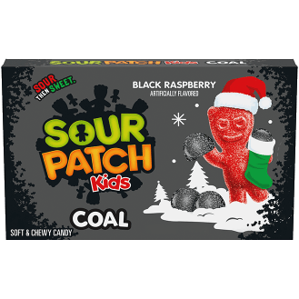 SOUR PATCH KIDS Coal Black Raspberry Soft & Chewy Holiday Candy, 3.1 oz