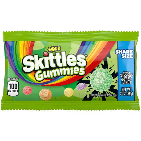 SKITTLES Sour Gummies Candy Share Size, 3oz